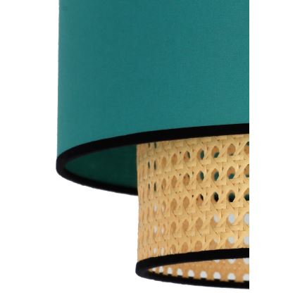 Duolla - Lampa sufitowa BOHO 1xE27/15W/230V śr. 45 cm turkusowa/rattan