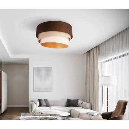 Duolla - Lampa sufitowa DEVON 1xE27/40W/230V śr. 45 cm brązowa/beżowa