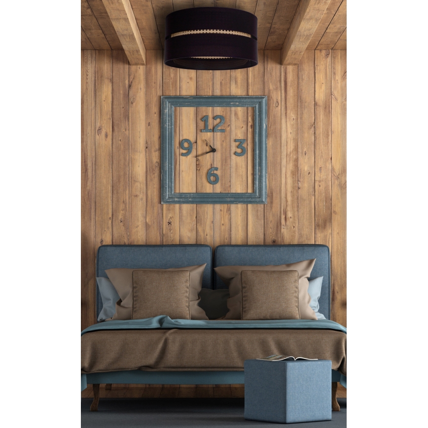 Duolla - Lampa sufitowa DUO 1xE27/15W/230V śr. 40 cm czarna/rattan