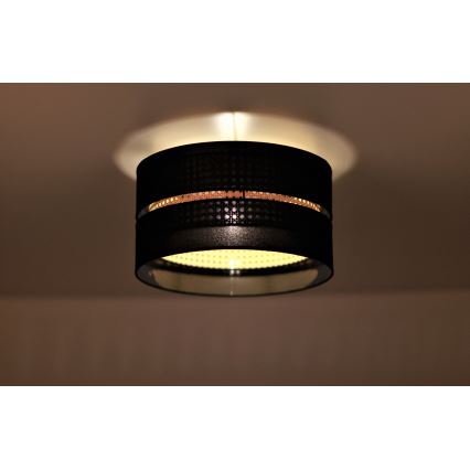 Duolla - Lampa sufitowa DUO 1xE27/15W/230V śr. 40 cm czarna/rattan