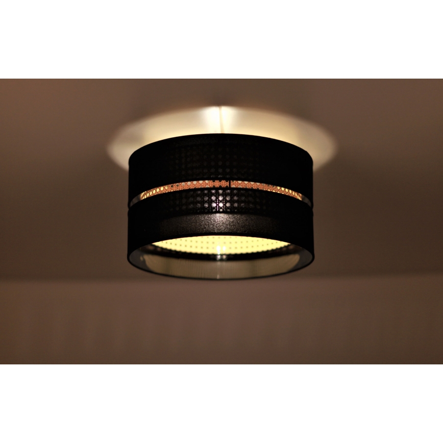 Duolla - Lampa sufitowa DUO 1xE27/15W/230V śr. 40 cm czarna/rattan