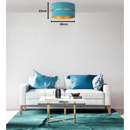 Duolla - Lampa sufitowa DUO 1xE27/40W/230V śr. 40 cm turkusowa/złota