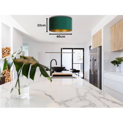 Duolla - Lampa sufitowa ROLLER 1xE27/15W/230V śr. 40 cm ciemnozielona/złota