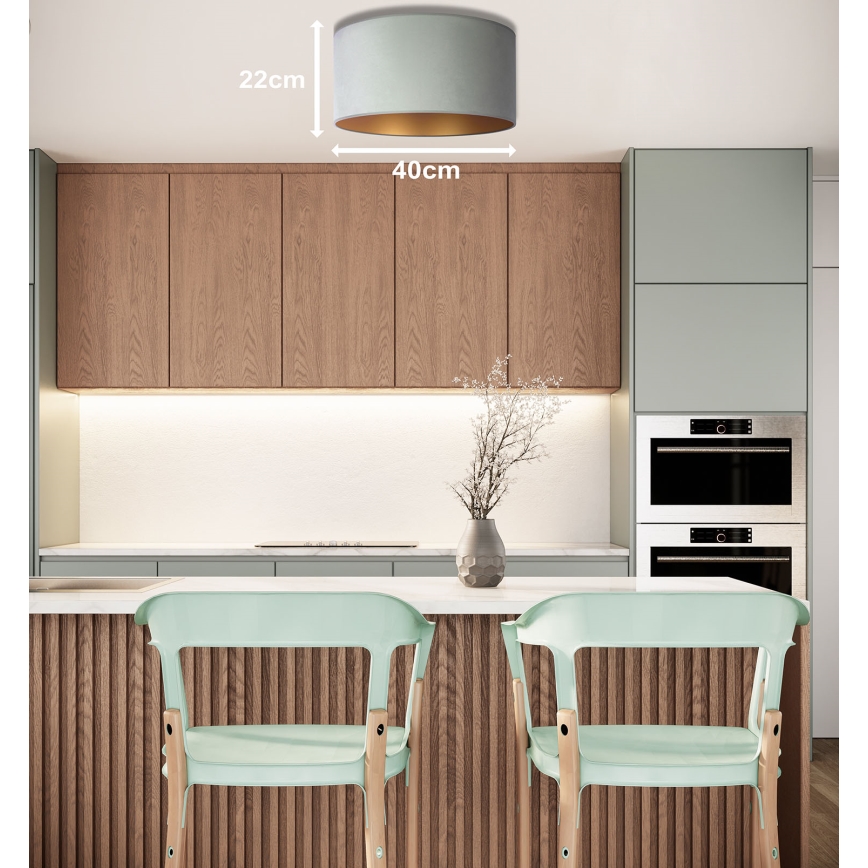 Duolla - Lampa sufitowa ROLLER 1xE27/15W/230V śr. 40 cm jasnozielona/złota