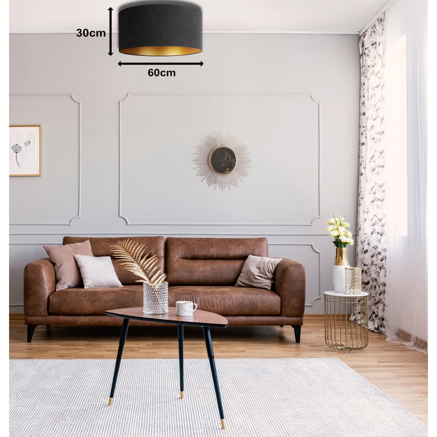 Duolla - Lampa sufitowa ROLLER 3xE27/15W/230V śr. 60 cm czarna/złota