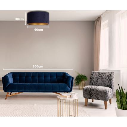 Duolla - Lampa sufitowa ROLLER 3xE27/15W/230V śr. 60 cm niebiesko-złota