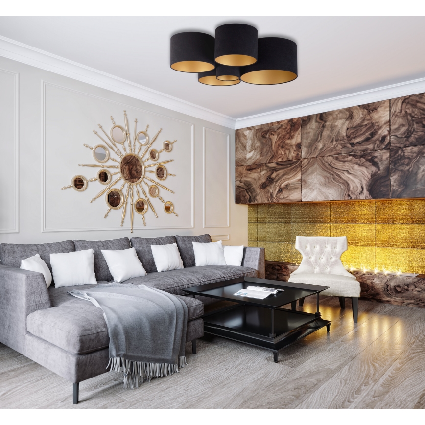 Duolla - Lampa sufitowa ROLLER PENTO 5xE27/60W/230V czarne/złoty
