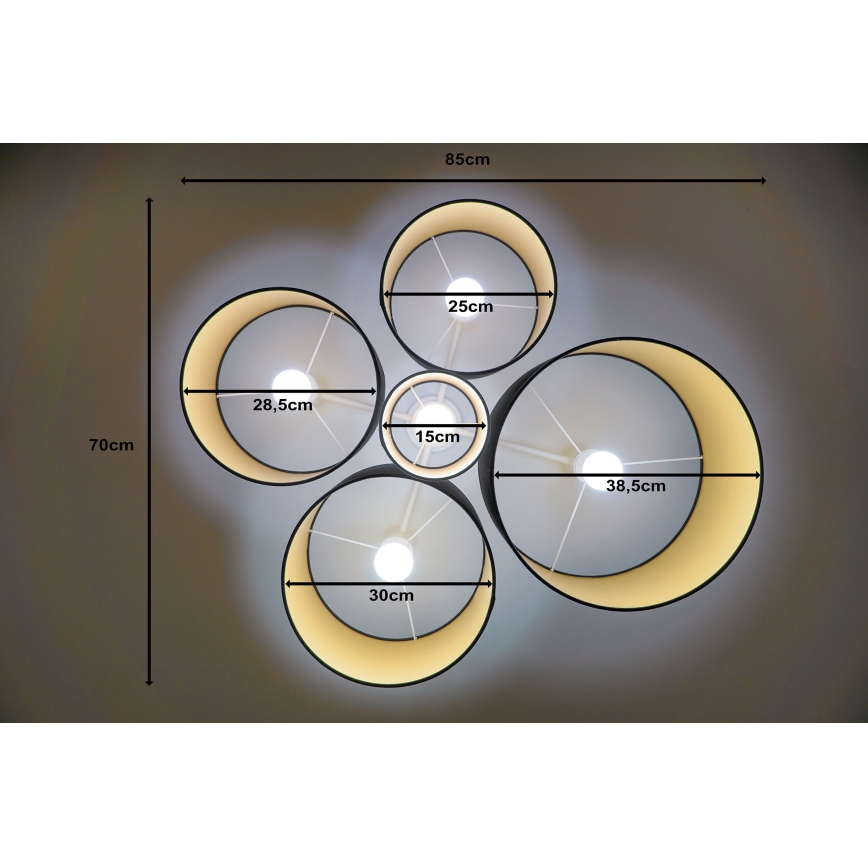 Duolla - Lampa sufitowa ROLLER PENTO 5xE27/60W/230V czarne/złoty