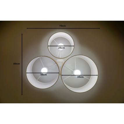 Duolla - Lampa sufitowa ROLLER TRIO 3xE27/60W/230V biała/złota