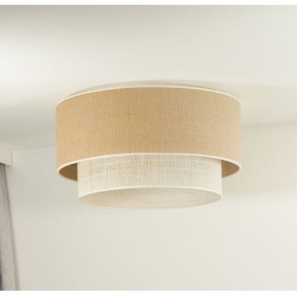 Duolla - Lampa sufitowa YUTE BOHO 1xE27/15W/230V śr. 45 cm brązowa/kremowa