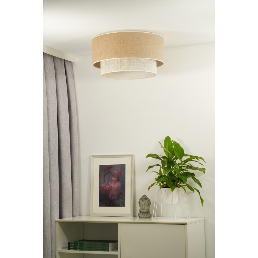 Duolla - Lampa sufitowa YUTE BOHO 1xE27/15W/230V śr. 45 cm brązowa/kremowa