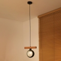 Duolla - Lampa wisząca na lince IRONLINE 1xE27/15W/230V sosna/dąb/czarny