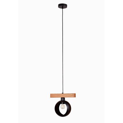 Duolla - Lampa wisząca na lince IRONLINE 1xE27/15W/230V sosna/dąb/czarny