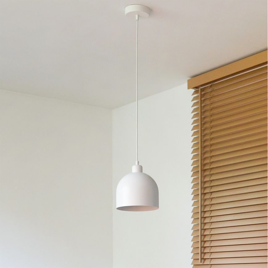 Duolla - Lampa wisząca na lince IRONLINE 1xE27/15W/230V śr. 17 cm biała