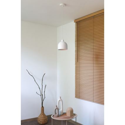 Duolla - Lampa wisząca na lince IRONLINE 1xE27/15W/230V śr. 17 cm biała