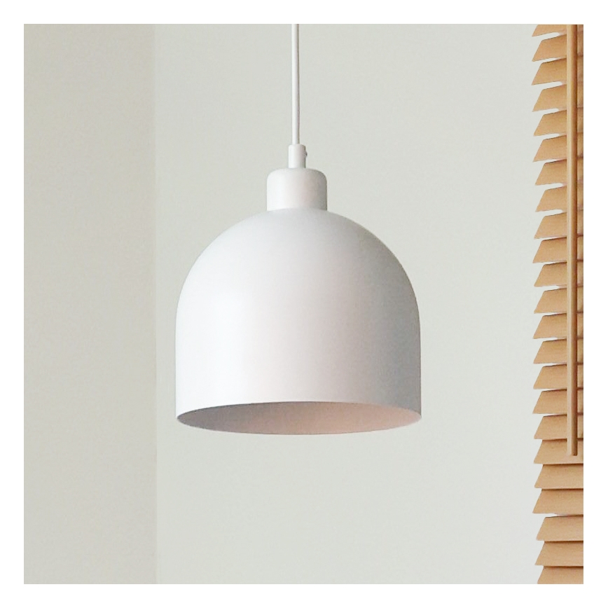 Duolla - Lampa wisząca na lince IRONLINE 1xE27/15W/230V śr. 17 cm biała