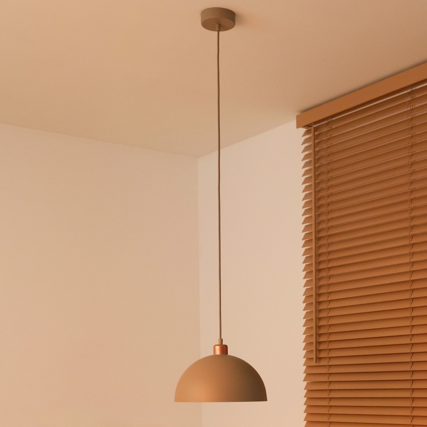 Duolla - Lampa wisząca na lince IRONLINE 1xE27/15W/230V śr. 27 cm beżowa/miedziana
