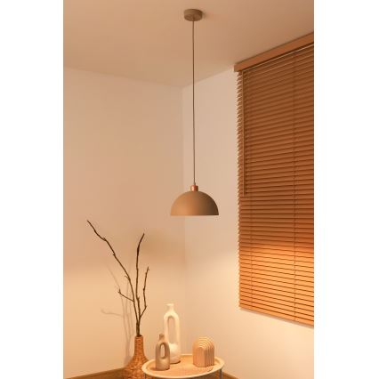 Duolla - Lampa wisząca na lince IRONLINE 1xE27/15W/230V śr. 27 cm beżowa/miedziana