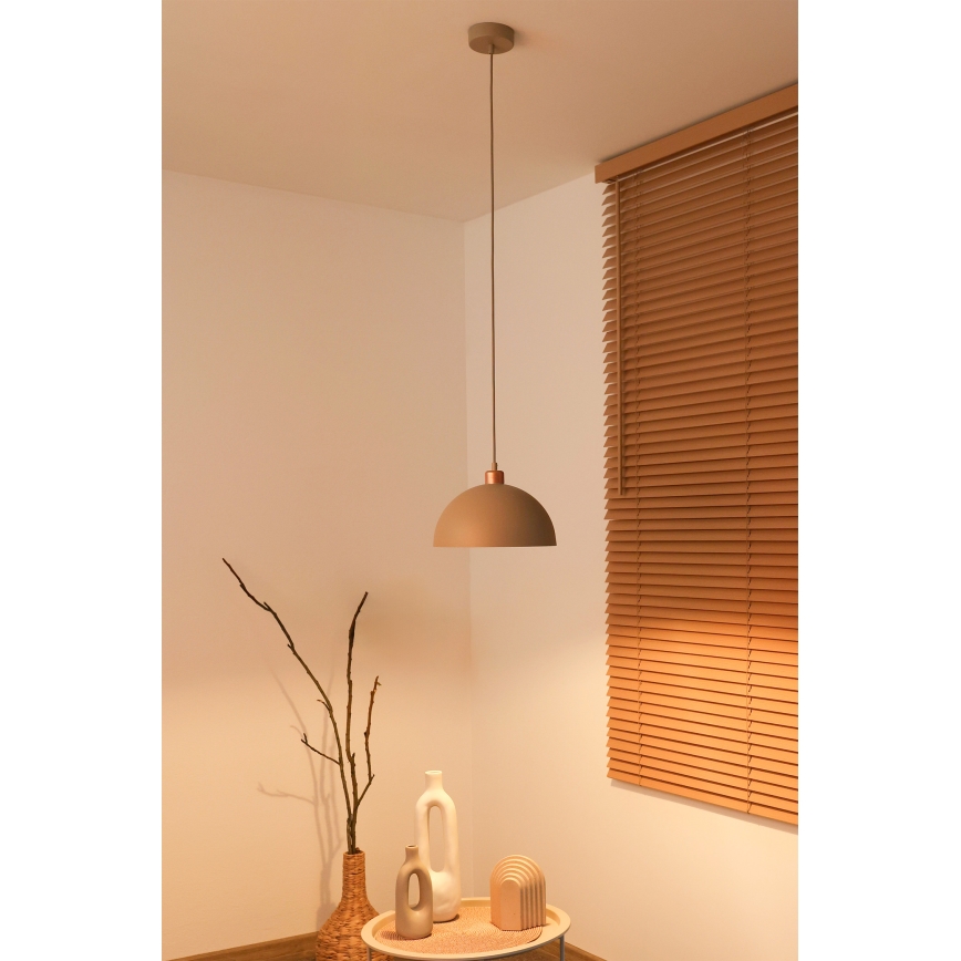 Duolla - Lampa wisząca na lince IRONLINE 1xE27/15W/230V śr. 27 cm beżowa/miedziana