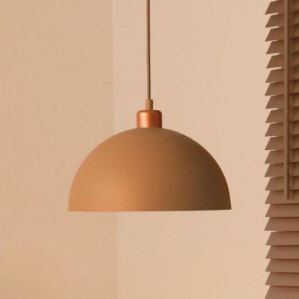 Duolla - Lampa wisząca na lince IRONLINE 1xE27/15W/230V śr. 27 cm beżowa/miedziana