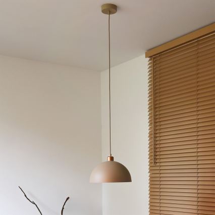 Duolla - Lampa wisząca na lince IRONLINE 1xE27/15W/230V śr. 27 cm beżowa/miedziana