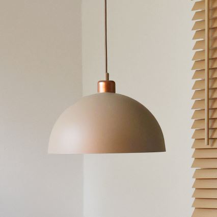 Duolla - Lampa wisząca na lince IRONLINE 1xE27/15W/230V śr. 27 cm beżowa/miedziana