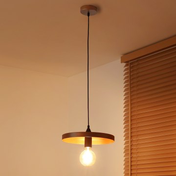 Duolla - Lampa wisząca na lince IRONLINE 1xE27/15W/230V, średnica 30 cm, miedziana/czarna