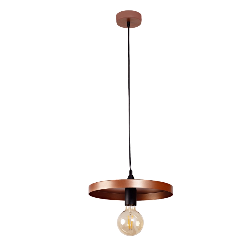 Duolla - Lampa wisząca na lince IRONLINE 1xE27/15W/230V, średnica 30 cm, miedziana/czarna