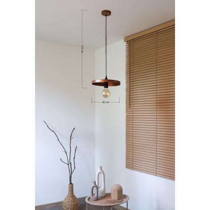 Duolla - Lampa wisząca na lince IRONLINE 1xE27/15W/230V, średnica 30 cm, miedziana/czarna