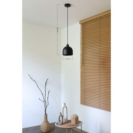 Duolla - Lampa wisząca na lince IRONLINE 1xE27/15W/230V Ø 17 cm czarna