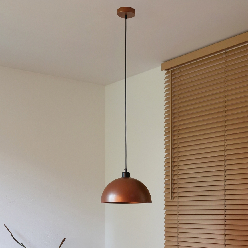 Duolla - Lampa wisząca na lince IRONLINE 1xE27/15W/230V Ø 27 cm miedziany/czarny