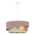 Duolla - Lampa wisząca na linkę KOBO 1xE27/15W/230V śr. 45 cm beżowy/złoty/kremowy