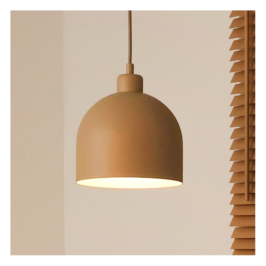 Duolla - Lampa wisząca na przewodzie IRONLINE 1xE27/15W/230V śr. 17 cm beżowa