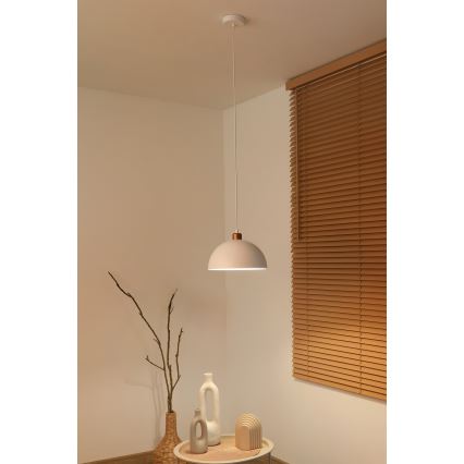 Duolla - Lampa wisząca na przewodzie IRONLINE 1xE27/15W/230V śr. 27 cm biała/miedziana