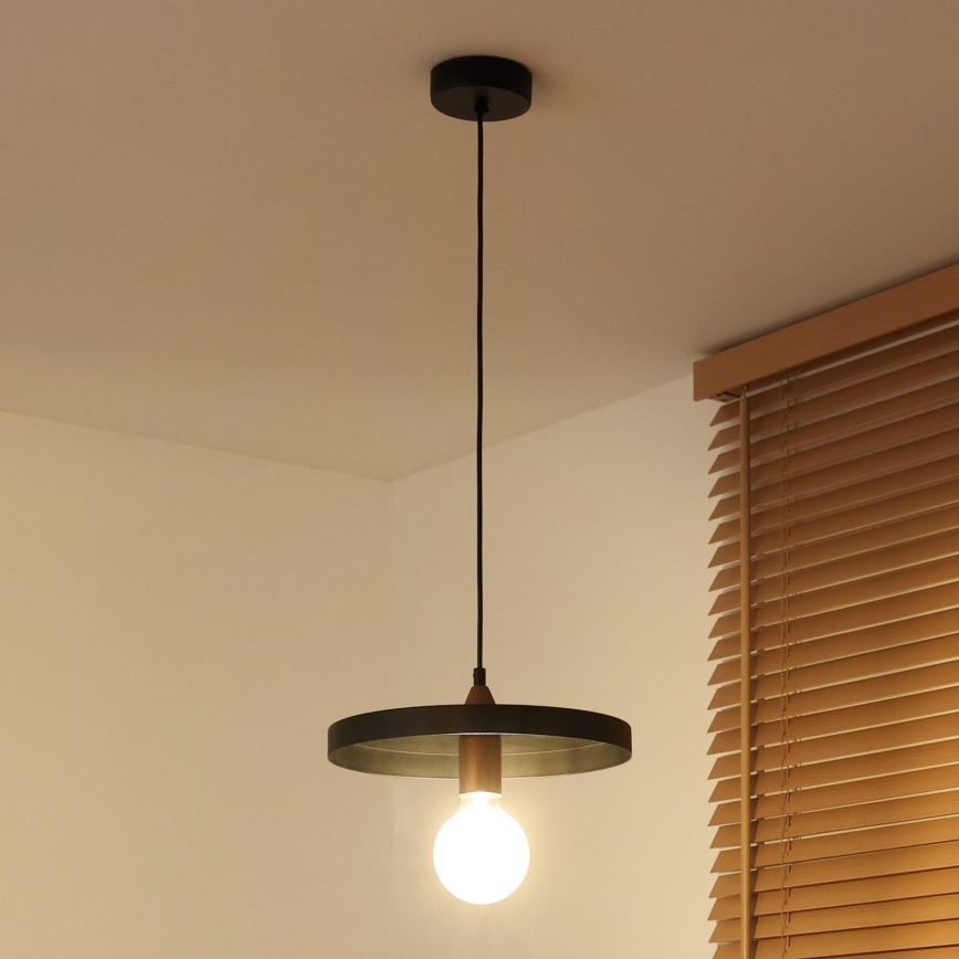 Duolla - Lampa wisząca na przewodzie IRONLINE 1xE27/15W/230V śr. 30 cm czarna/miedziana