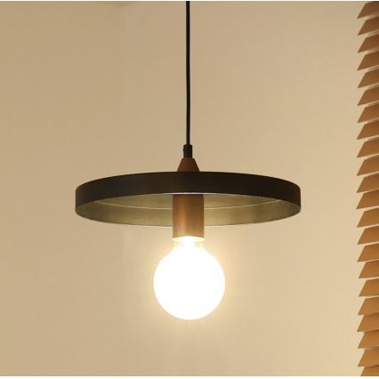 Duolla - Lampa wisząca na przewodzie IRONLINE 1xE27/15W/230V śr. 30 cm czarna/miedziana