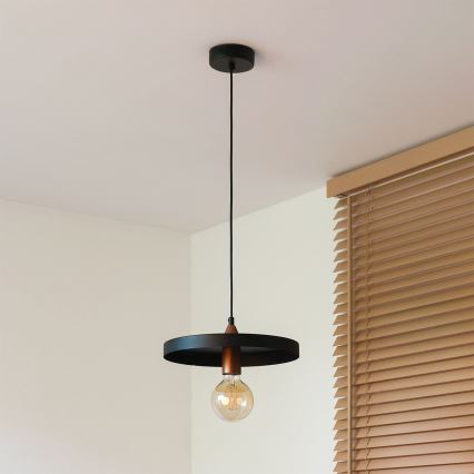 Duolla - Lampa wisząca na przewodzie IRONLINE 1xE27/15W/230V śr. 30 cm czarna/miedziana