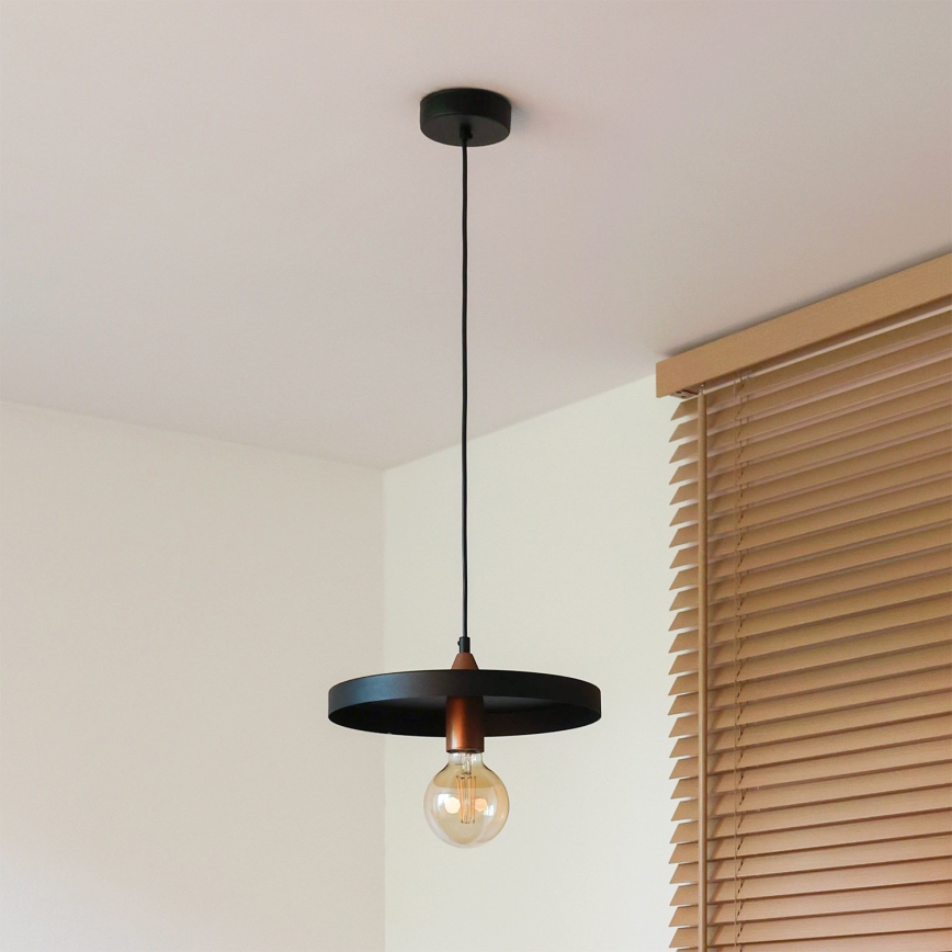 Duolla - Lampa wisząca na przewodzie IRONLINE 1xE27/15W/230V śr. 30 cm czarna/miedziana