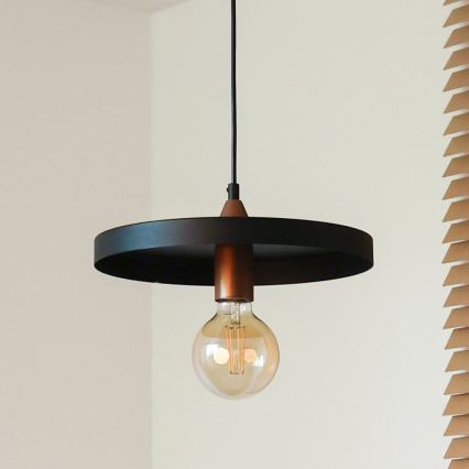 Duolla - Lampa wisząca na przewodzie IRONLINE 1xE27/15W/230V śr. 30 cm czarna/miedziana