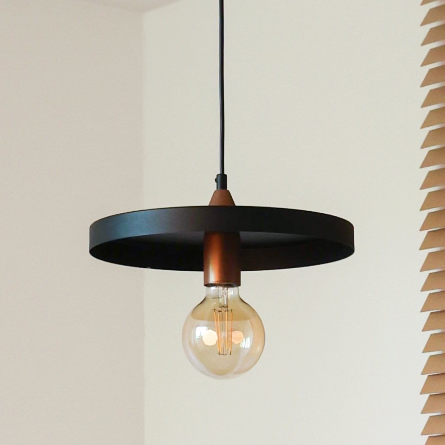 Duolla - Lampa wisząca na przewodzie IRONLINE 1xE27/15W/230V śr. 30 cm czarna/miedziana