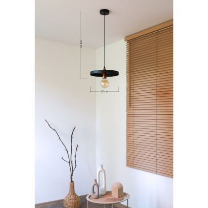 Duolla - Lampa wisząca na przewodzie IRONLINE 1xE27/15W/230V śr. 30 cm czarna/miedziana