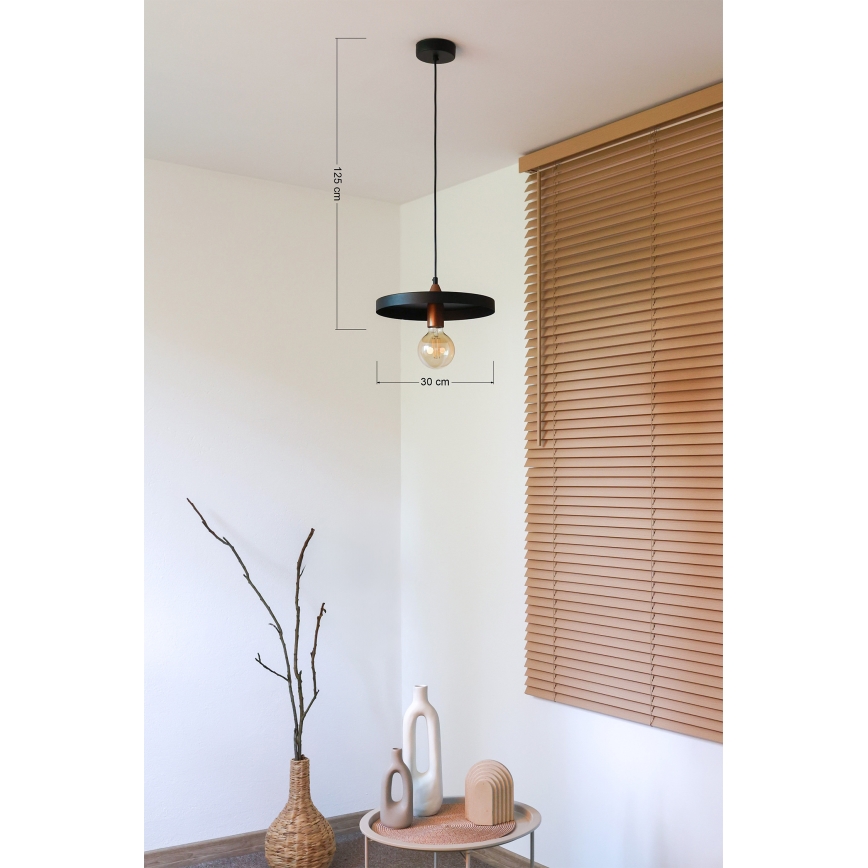 Duolla - Lampa wisząca na przewodzie IRONLINE 1xE27/15W/230V śr. 30 cm czarna/miedziana