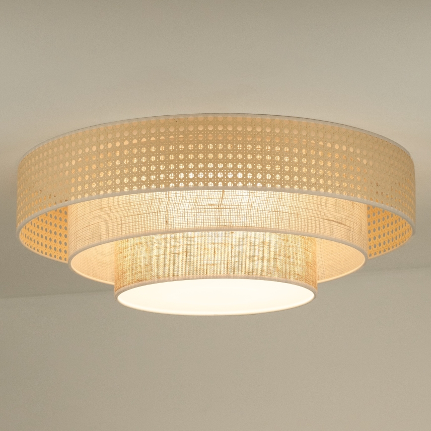 Duolla - LED Plafon LUNETA LED/26W/230V śr. 60 cm 4000K rattan/beżowy/brązowy