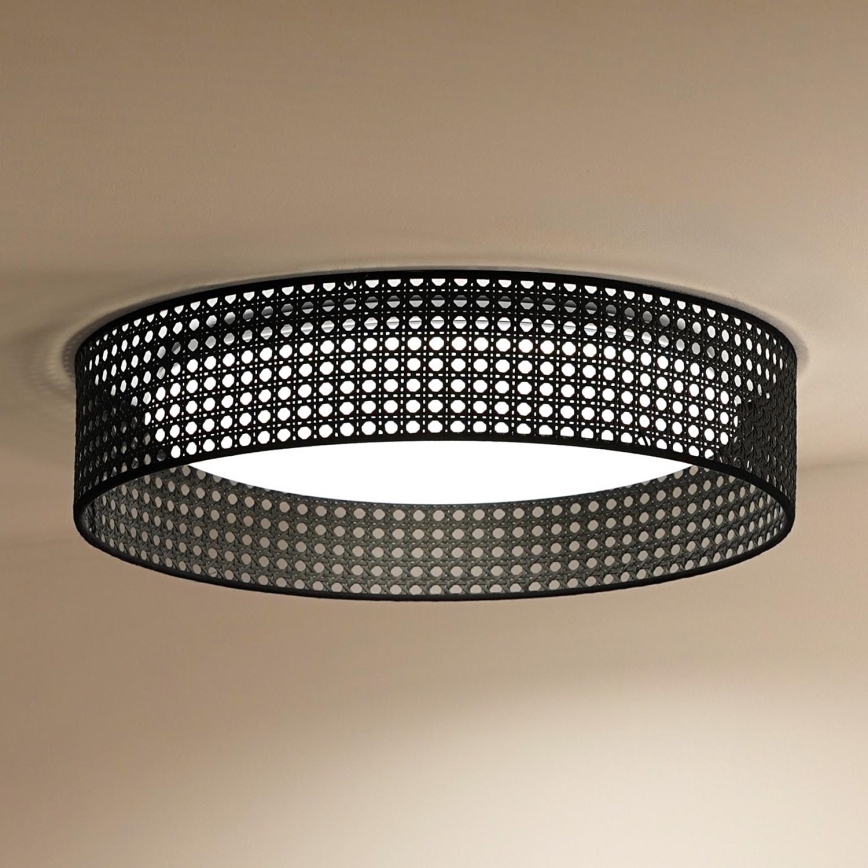 Duolla - LED Plafon ROLLER RATTAN LED/24W/230V śr. 45 cm czarny