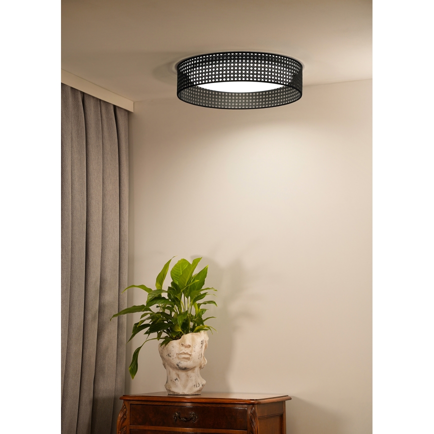 Duolla - LED Plafon ROLLER RATTAN LED/24W/230V śr. 45 cm czarny