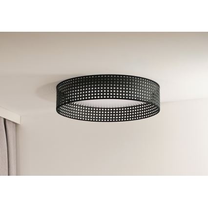 Duolla - LED Plafon ROLLER RATTAN LED/24W/230V śr. 45 cm czarny