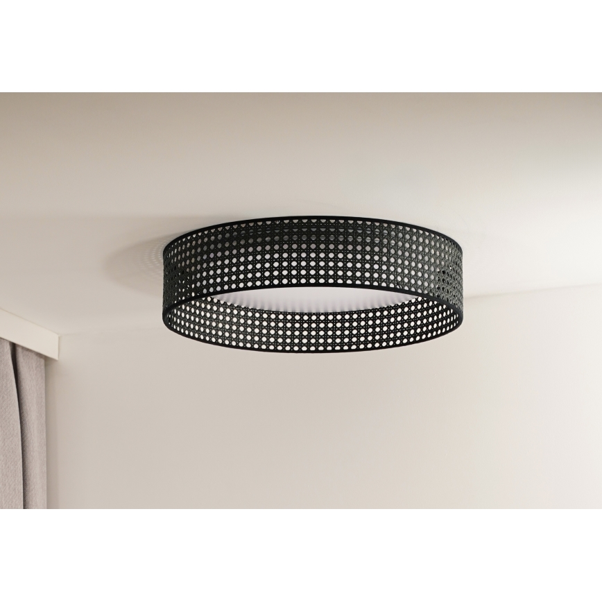 Duolla - LED Plafon ROLLER RATTAN LED/24W/230V śr. 45 cm czarny