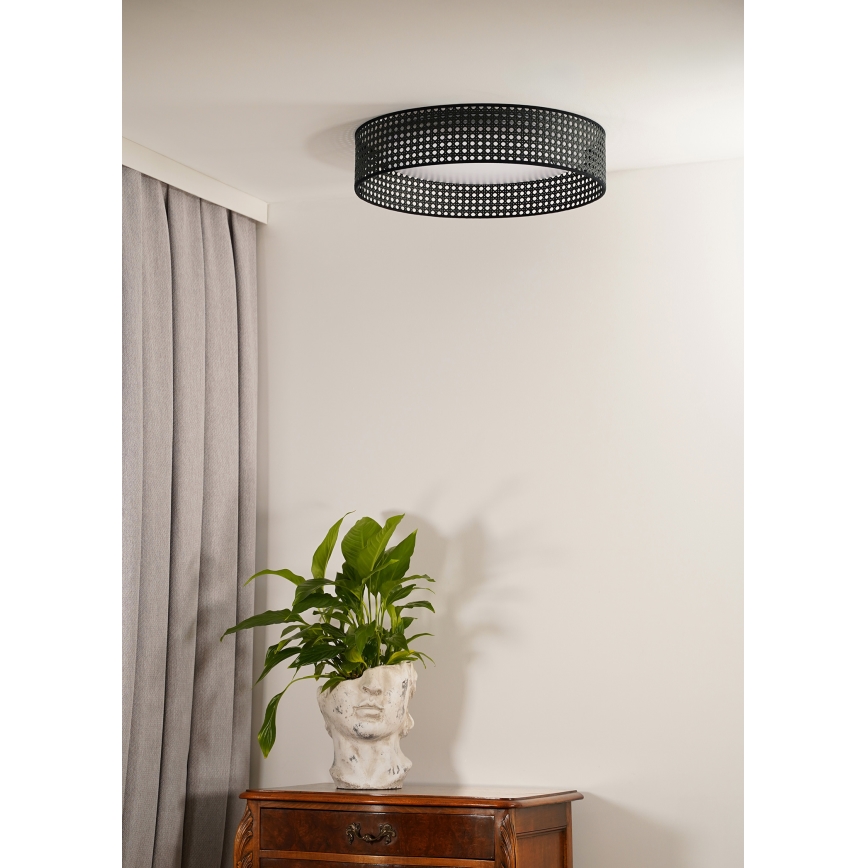 Duolla - LED Plafon ROLLER RATTAN LED/24W/230V śr. 45 cm czarny