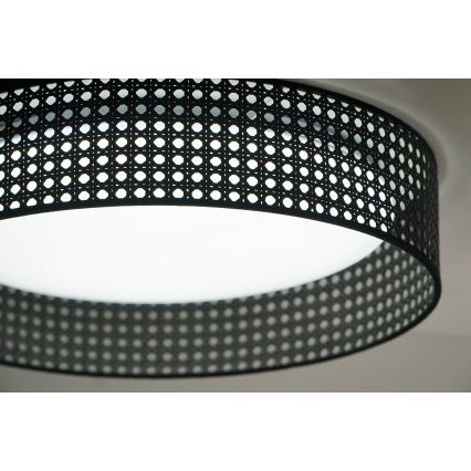 Duolla - LED Plafon ROLLER RATTAN LED/24W/230V śr. 45 cm czarny