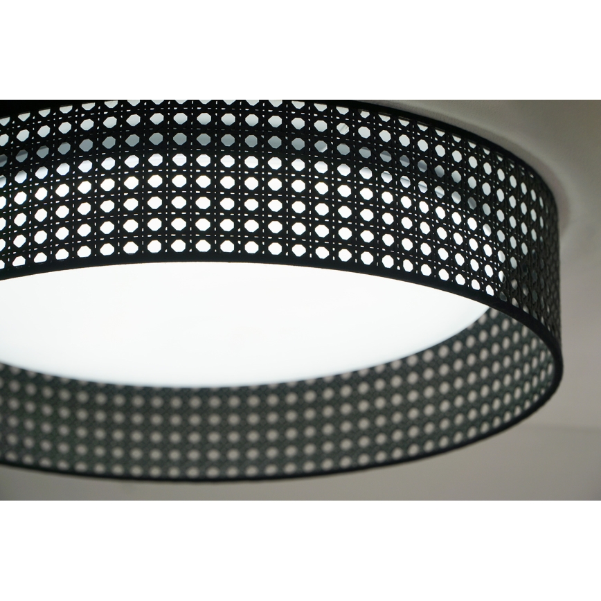 Duolla - LED Plafon ROLLER RATTAN LED/24W/230V śr. 45 cm czarny